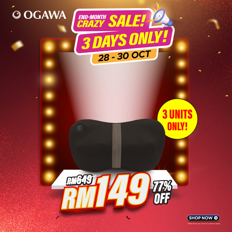 [Apply Code: 7TM12]OGAWA Mobile Shiatsu Lite Shiatsu Kneading Massage Pillow (Ashwood)*